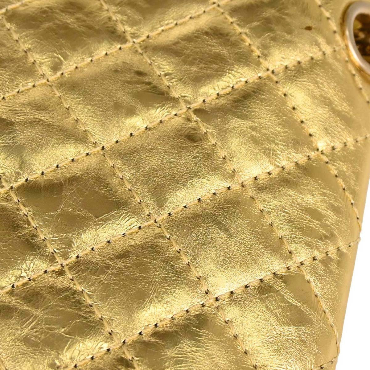 Chanel Reissue 2.55 Flap Metallic Leather Gold Calfskin Handbag (Pre-Owned)
