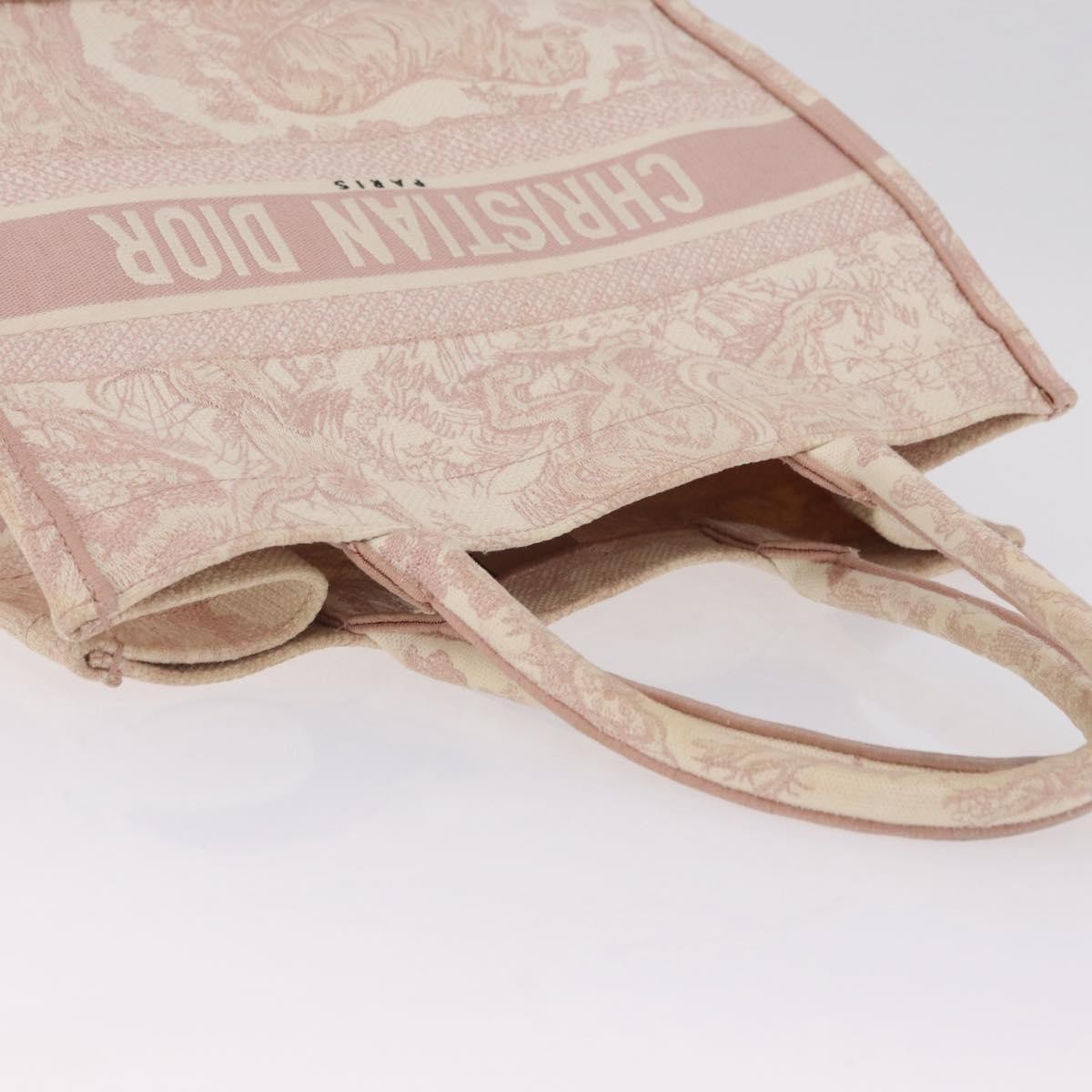 Christian Dior Book Embroidered Canvas Pink Canvas Tote Bag Bag (Pre-Owned)