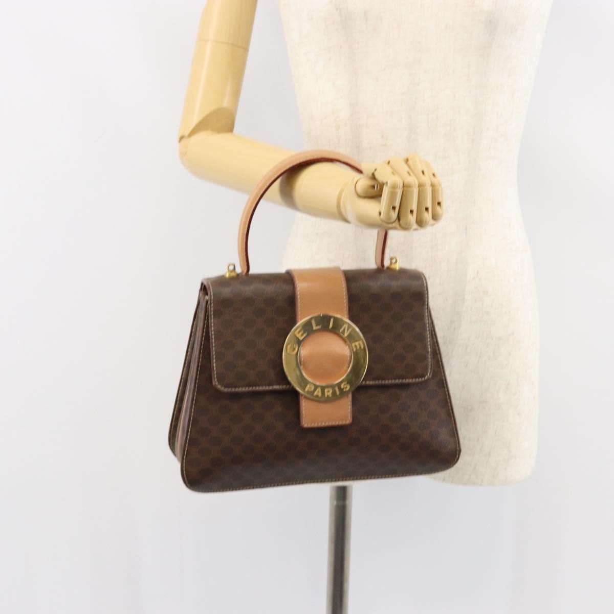 Celine Vintage Macadam Canvas Brown Pvc Handbag (Pre-Owned)