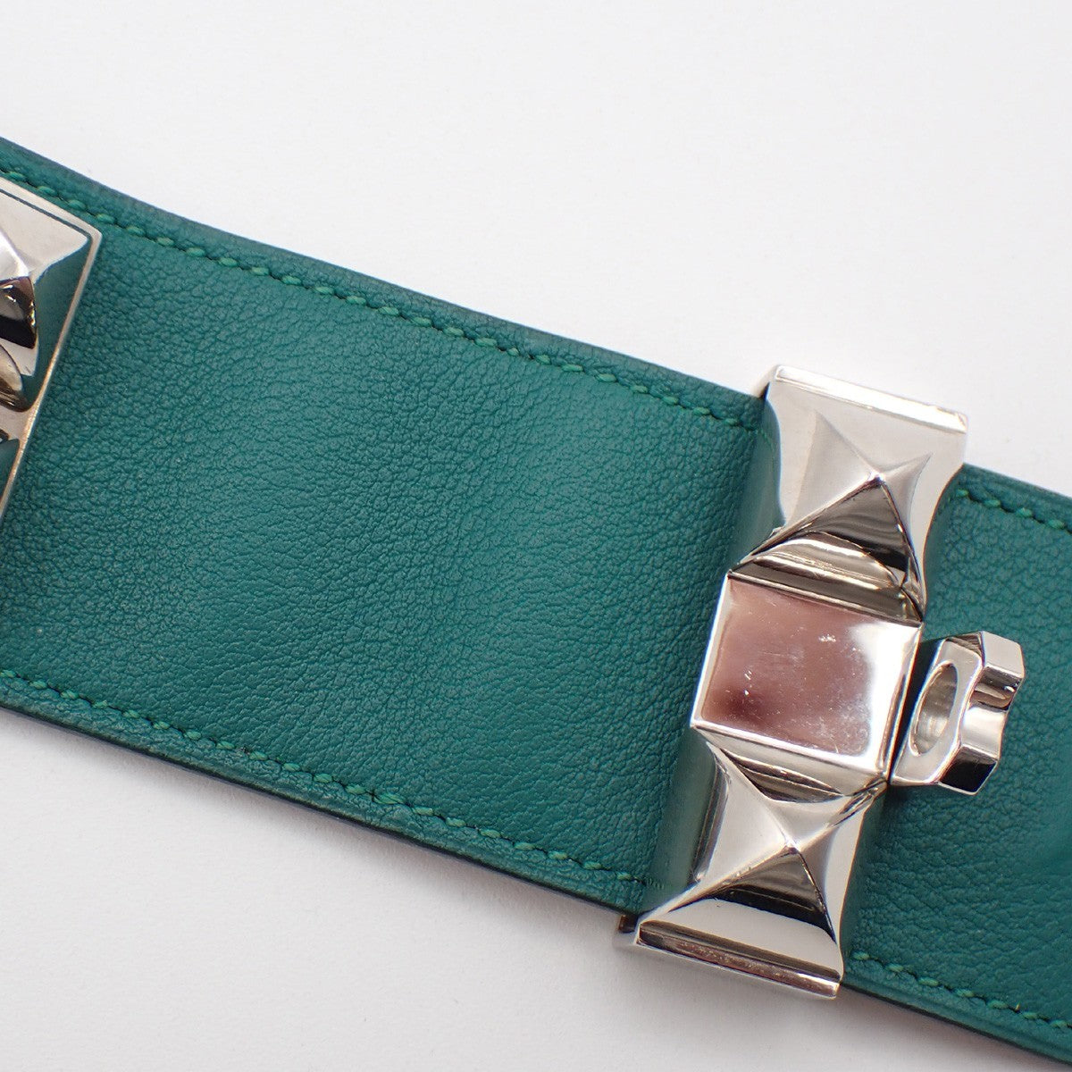 Hermes Collier De Chien Leather Green Leather Bracelet Jewelry (Pre-Owned)