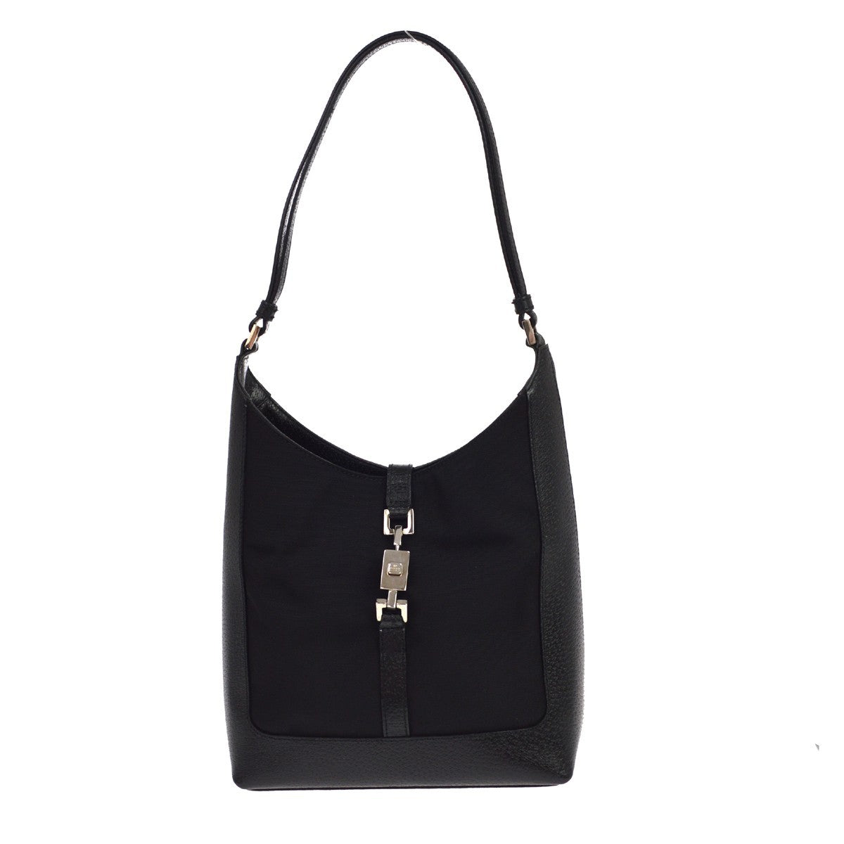 Gucci Vintage Jackie O Hobo Canvas And Leather Black Leather Shoulder Bag Bag (Pre-Owned)