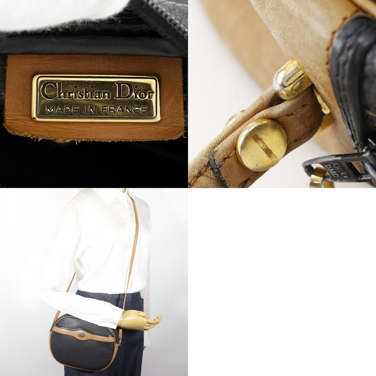 Christian Dior Cd Shoulder Bag Leather Black Leather Shoulder Bag Bag (Pre-Owned)