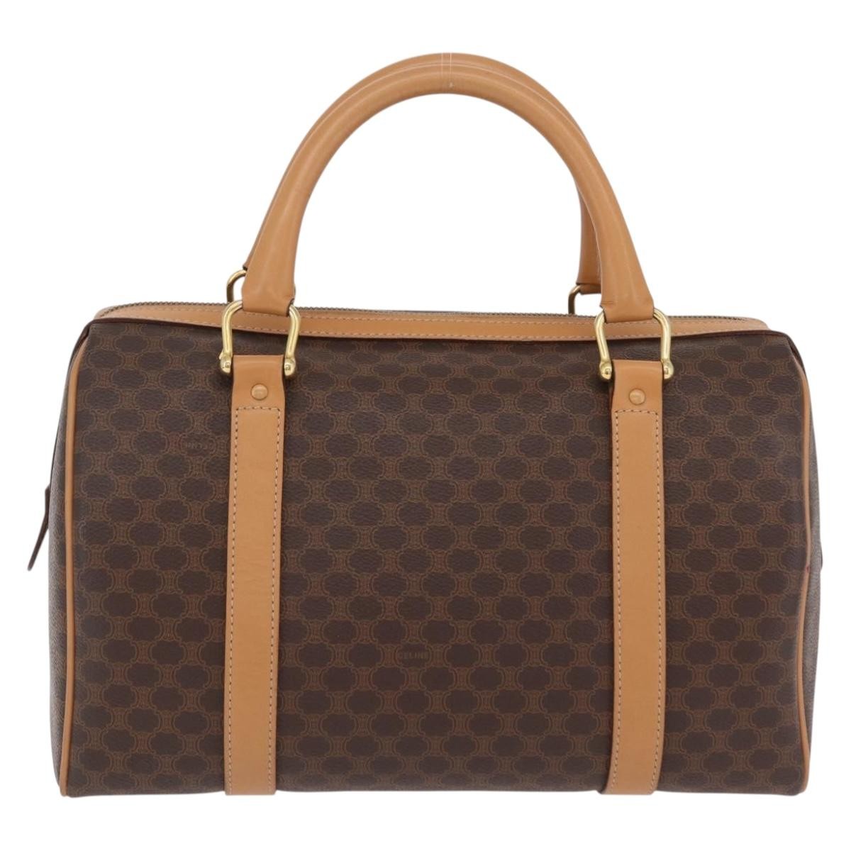 Celine Vintage Boston Macadam Coated Canvas Brown Pvc Handbag (Pre-Owned)