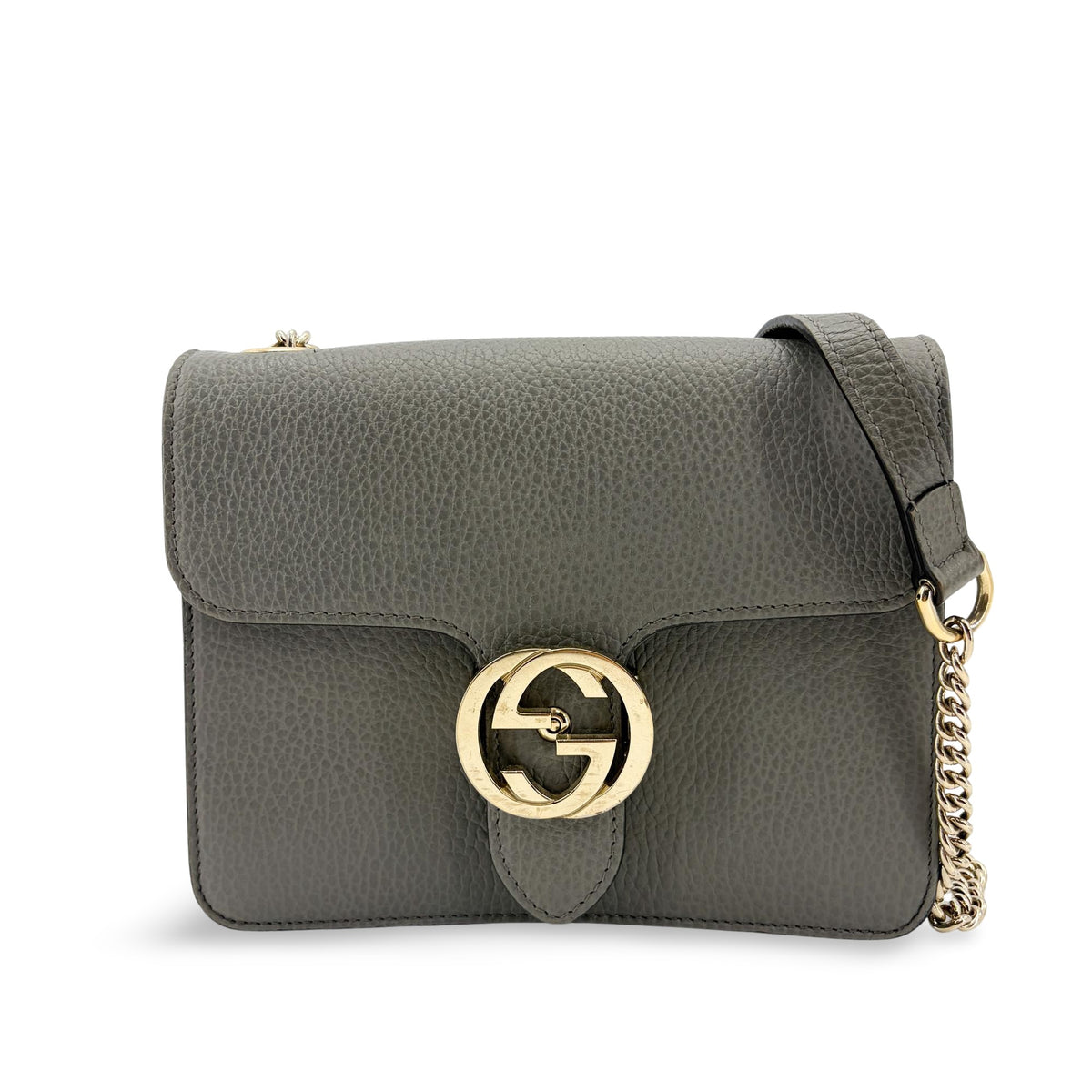 Gucci Interlocking Leather Gold Leather Shoulder Bag Bag (Pre-Owned)