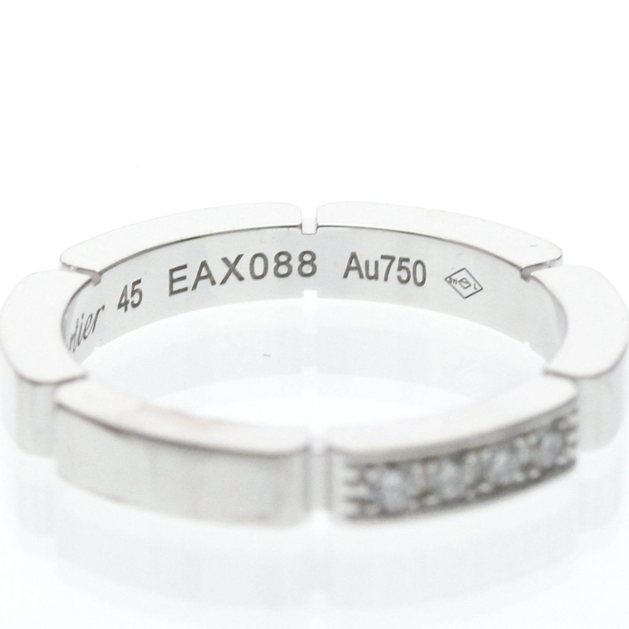 Cartier Maillon Panthere Band 18K White Gold With 4 Diamonds Silver White_Gold Ring Jewelry (Pre-Owned)
