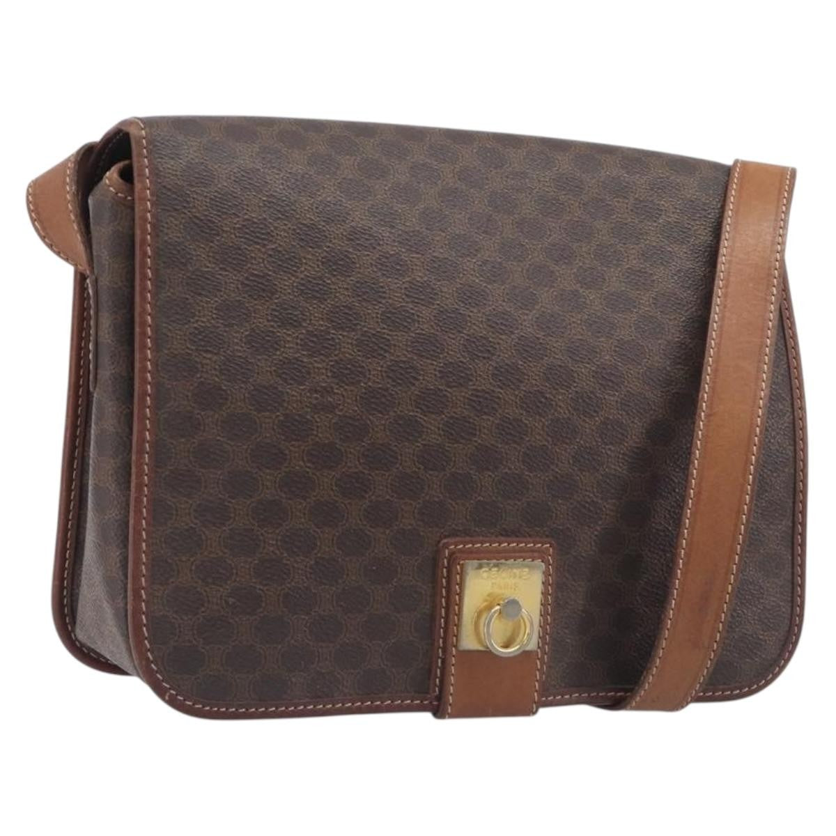 Celine Vintage Macadam Canvas And Leather Brown Canvas Shoulder Bag Bag (Pre-Owned)