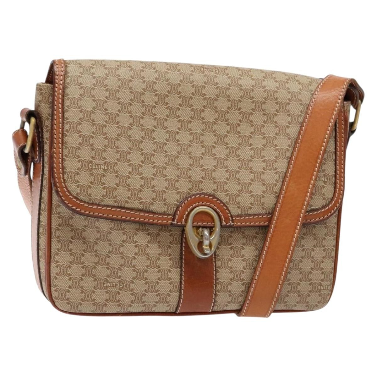 Celine Vintage Macadam Canvas And Leather Beige Canvas Bag (Pre-Owned)