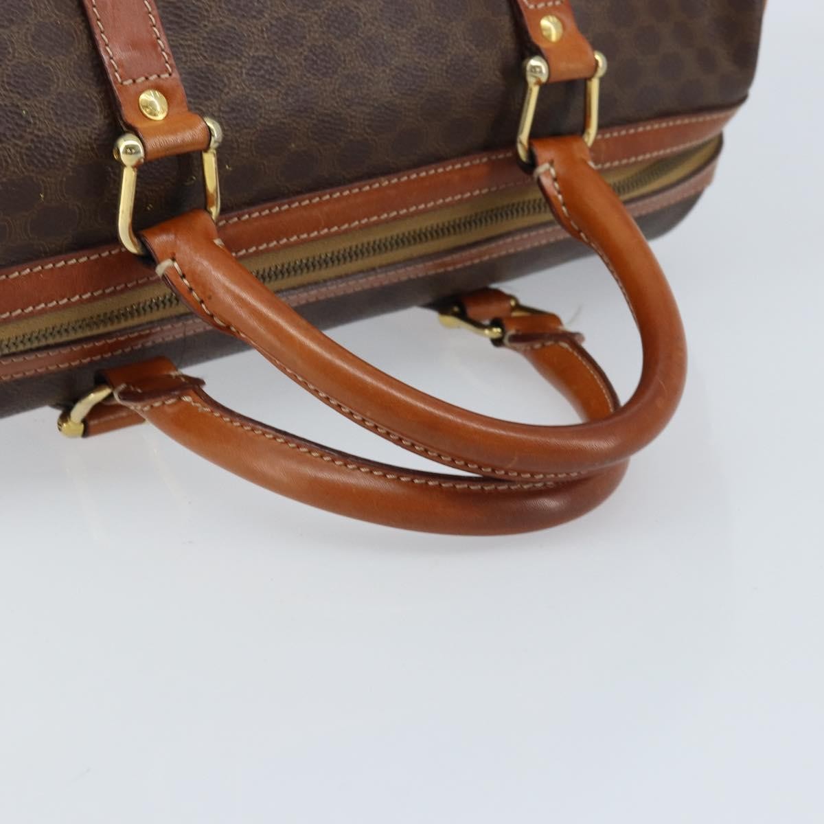 Celine Vintage Duffle Canvas And Leather Brown Canvas Travel Bag Bag (Pre-Owned)