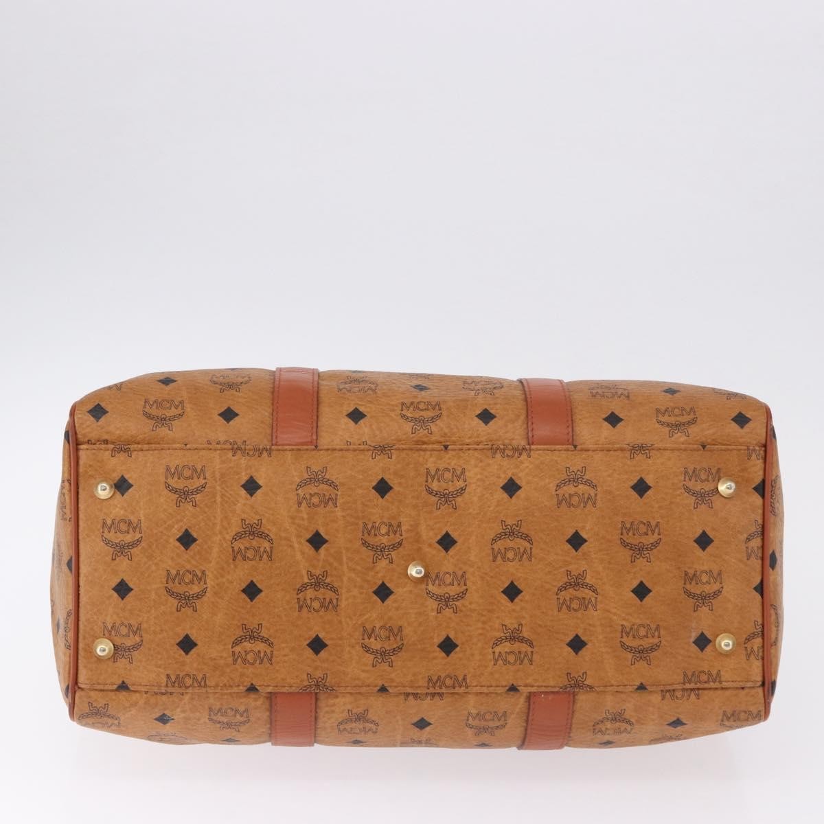 MCM Vicetos Logogram Boston Brown Leather Travel Bag Bag (Pre-Owned)