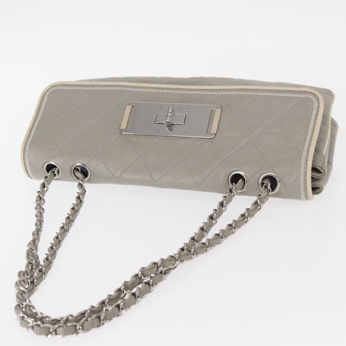 Chanel Mademoiselle Lock Flap Quilted Lambskin Gray Leather Shoulder Bag Bag (Pre-Owned)
