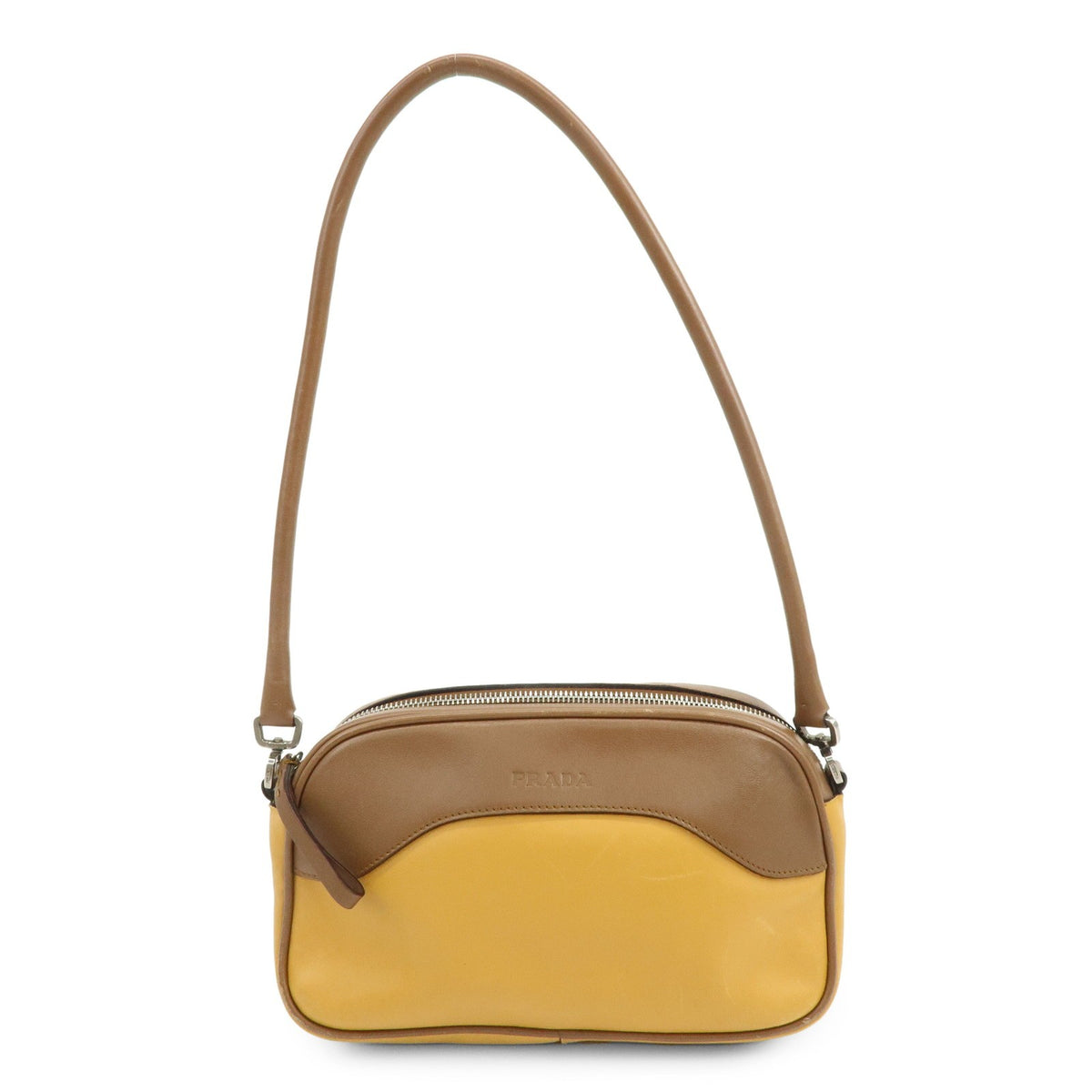 Prada Shoulder Leather Yellow Leather Shoulder Bag Bag (Pre-Owned)