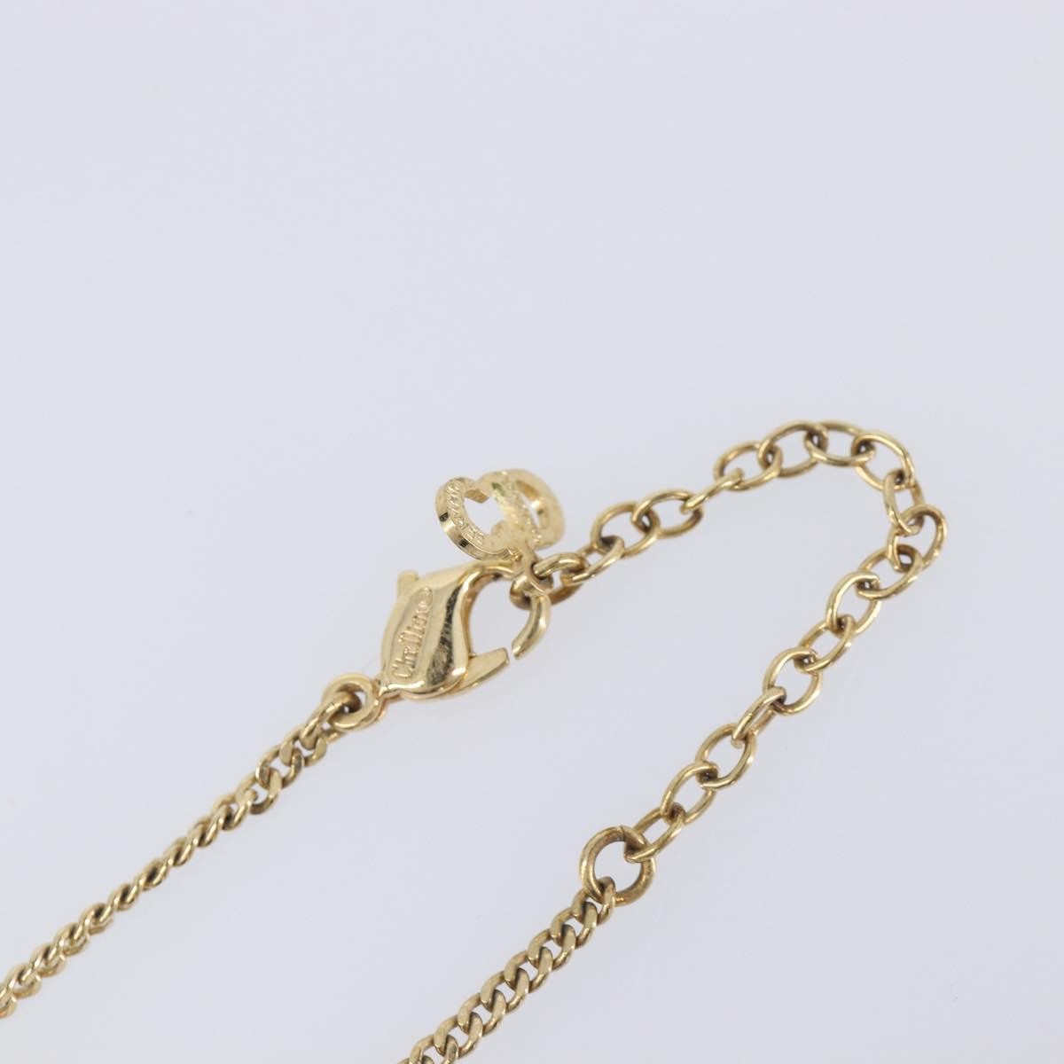 Christian Dior Vintage Logo Pendant Metal Gold Metal Necklace Jewelry (Pre-Owned)