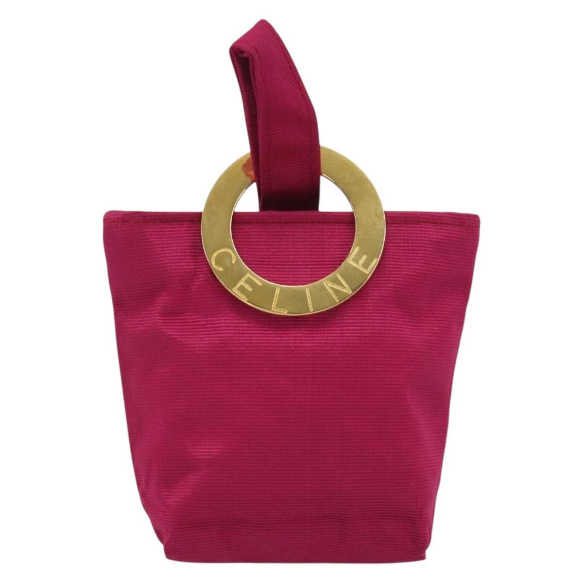 Celine Circle Logo Pouch Nylon Pink Nylon Clutche & Pouche Bag (Pre-Owned)