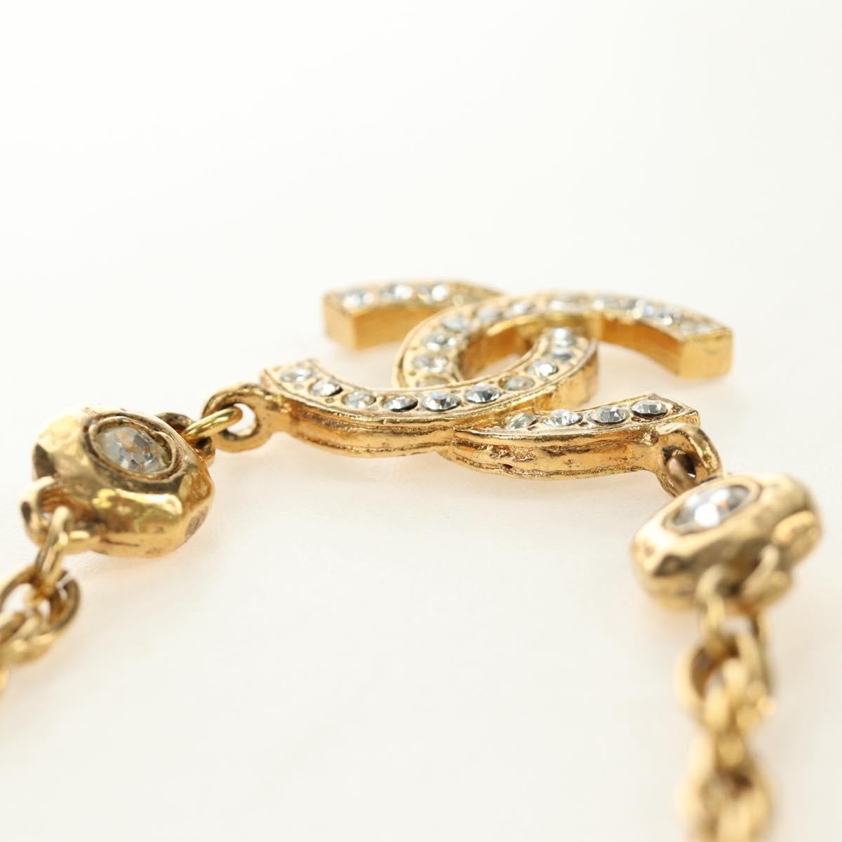 Chanel Cc Pendant Metal With Crystals Gold Metal Necklace Jewelry (Pre-Owned)