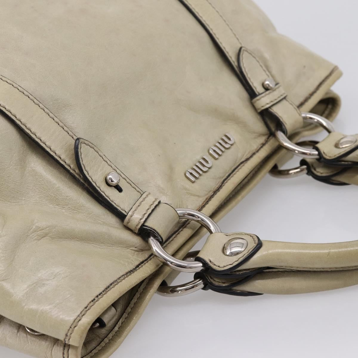 Miu Miu Bow Satchel Vitello Lux Beige Leather Handbag (Pre-Owned)