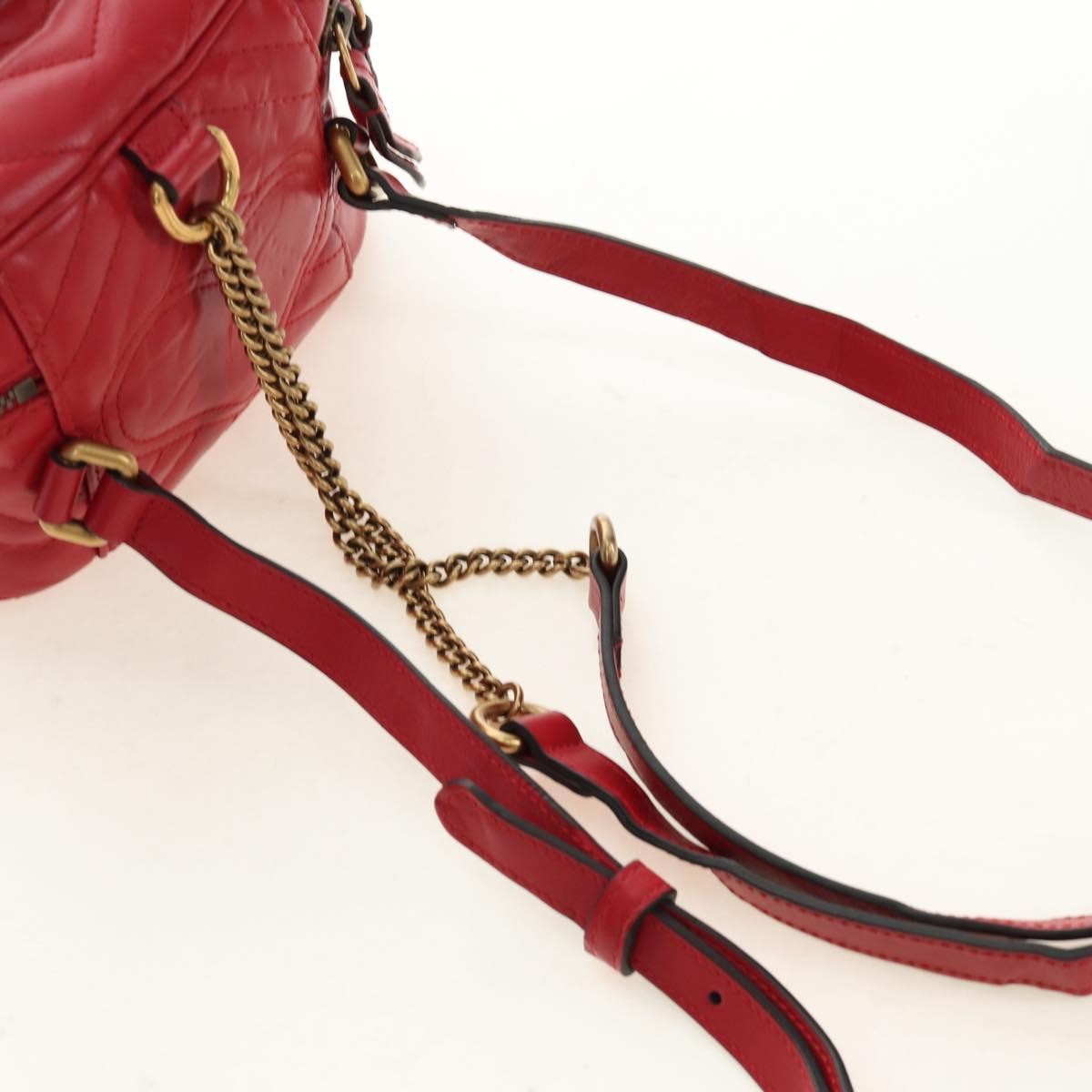 Gucci Gg Marmont Vanity Matelasse Leather Red Leather Backpack Bag (Pre-Owned)