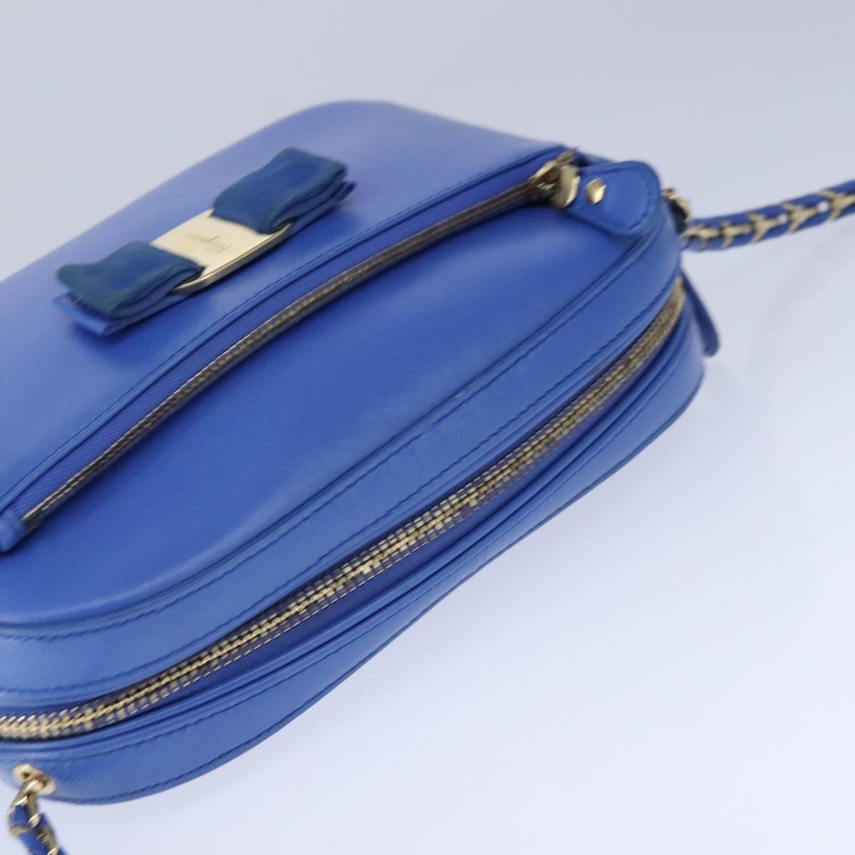 Salvatore Ferragamo Vala Leather Blue Leather Shoulder Bag Bag (Pre-Owned)
