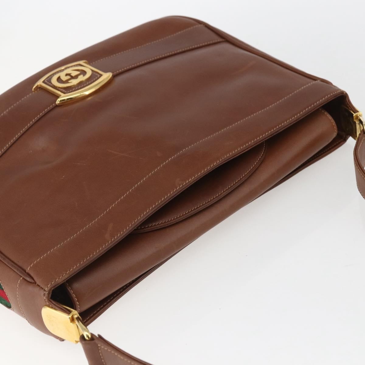 Gucci Sherry Line Shoulder Leather Brown Leather Shoulder Bag Bag (Pre-Owned)