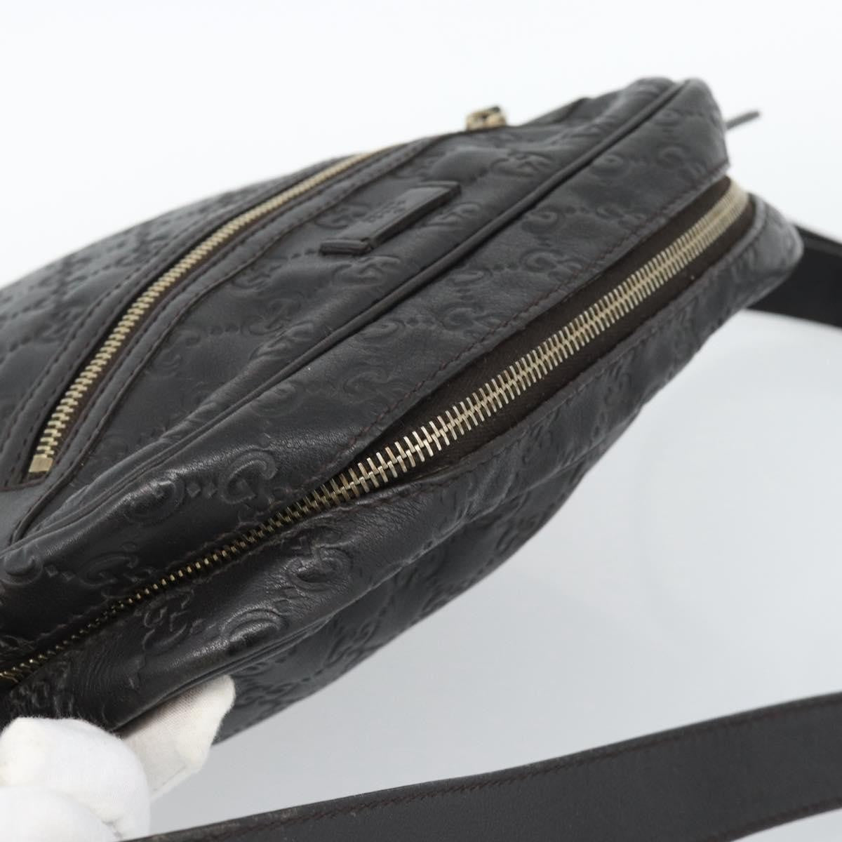 Gucci Front Zip Messenger Guccissima Leather Black Leather Shoulder Bag Bag (Pre-Owned)