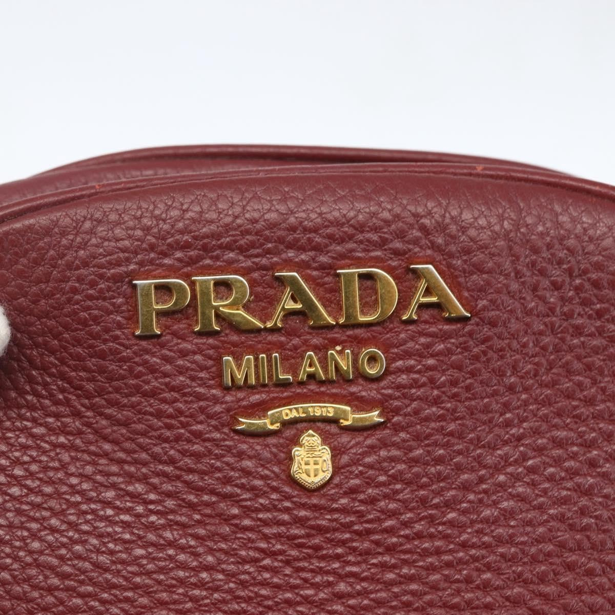 Prada Dual Strap Vitello Daino Burgundy Leather Shoulder Bag Bag (Pre-Owned)