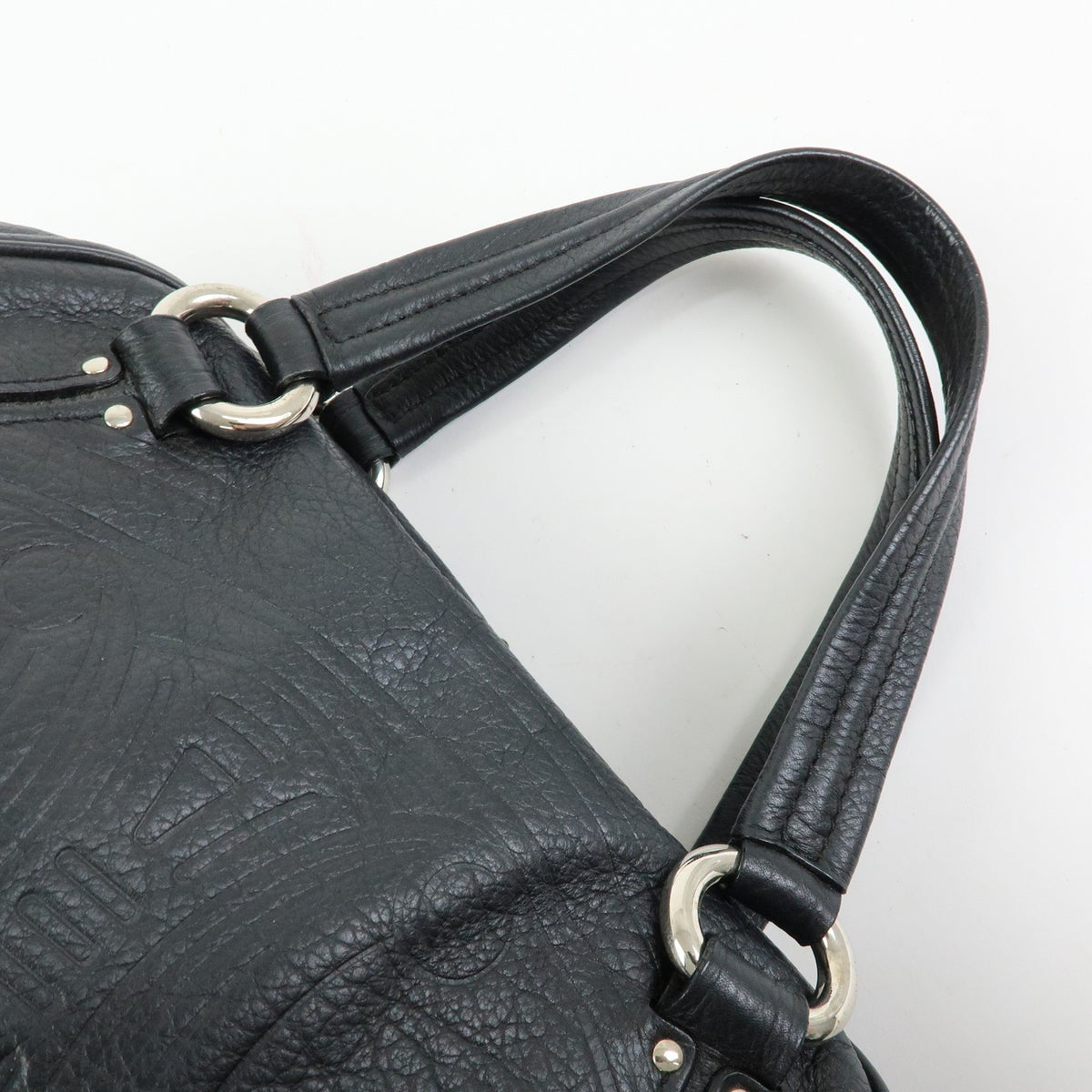 Celine Macadam Leather Black Leather Tote Bag Bag (Pre-Owned)