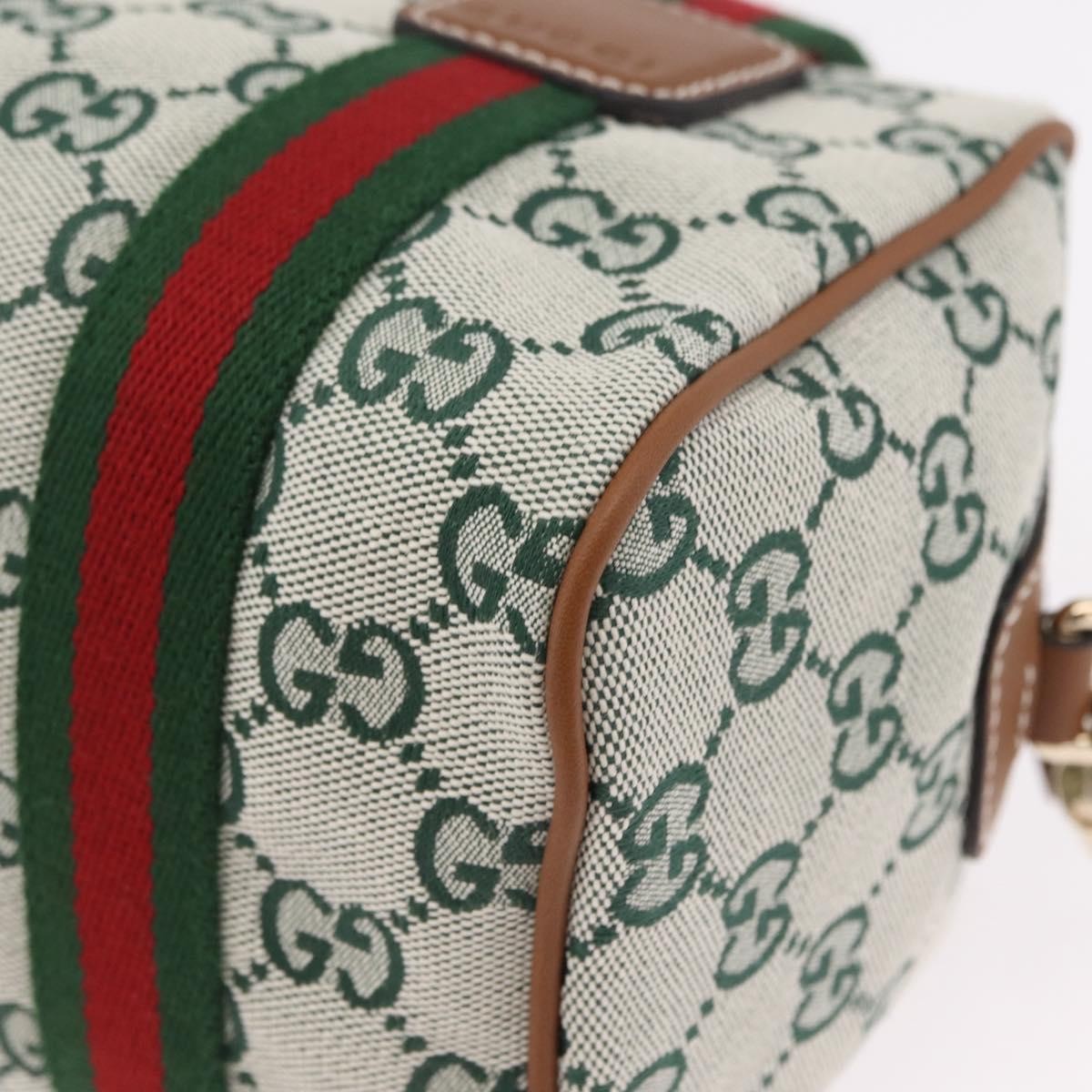 Gucci Web Boston Gg Canvas Green Canvas Handbag (Pre-Owned)