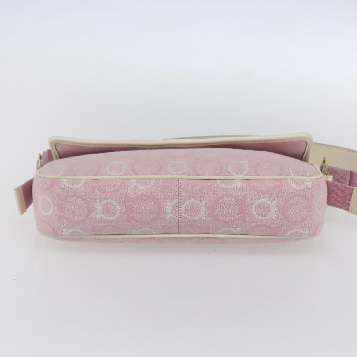 Salvatore Ferragamo Gancini Canvas Pink Canvas Shoulder Bag Bag (Pre-Owned)