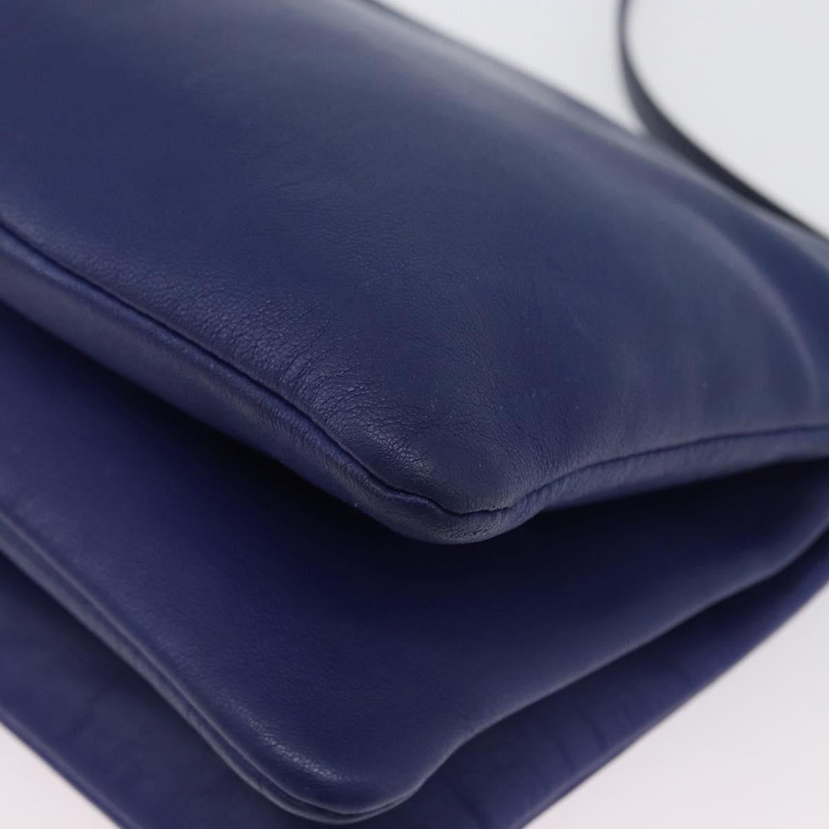 Celine Trio Leather Blue Leather Shoulder Bag Bag (Pre-Owned)