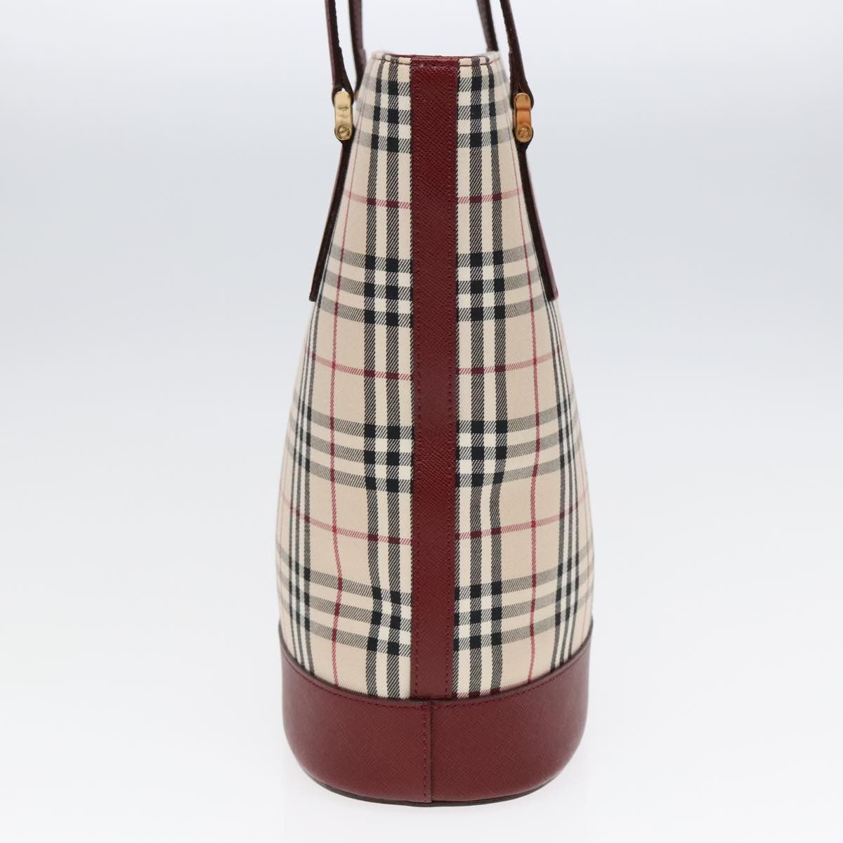 Burberry Nova Check Tote Canvas And Leather Beige Canvas Tote Bag Bag (Pre-Owned)