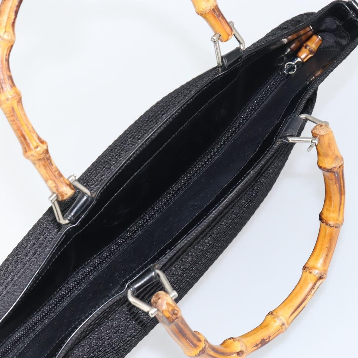 Gucci Vintage Bamboo Handle Nylon Black Nylon Tote Bag Bag (Pre-Owned)
