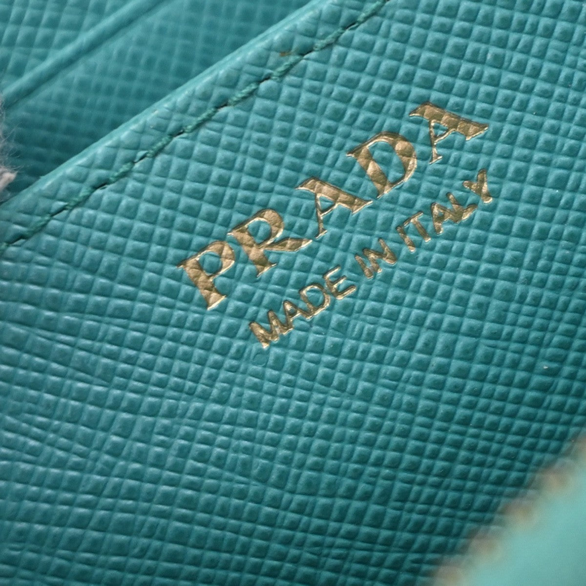 Prada Zip Around Saffiano Leather Blue Leather Wallets Accessory (Pre-Owned)