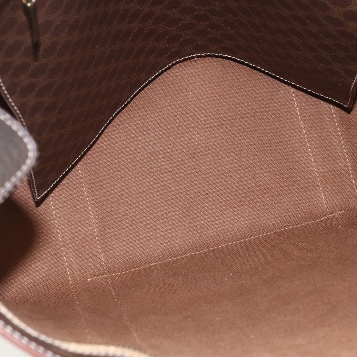 Celine Vintage Macadam Shopper Tote Canvas And Leather Brown Canvas Tote Bag Bag (Pre-Owned)