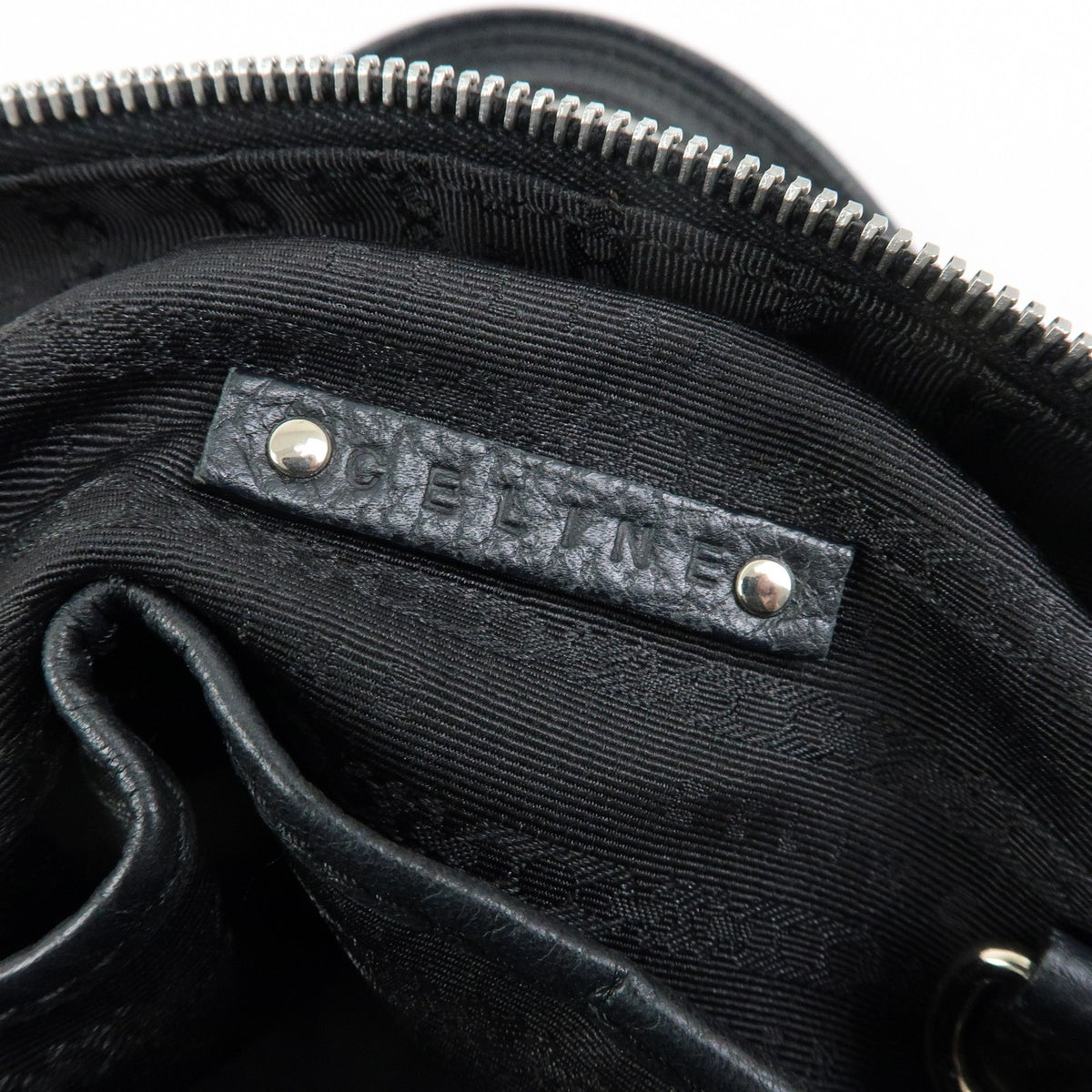 Celine Macadam Leather Black Leather Tote Bag Bag (Pre-Owned)