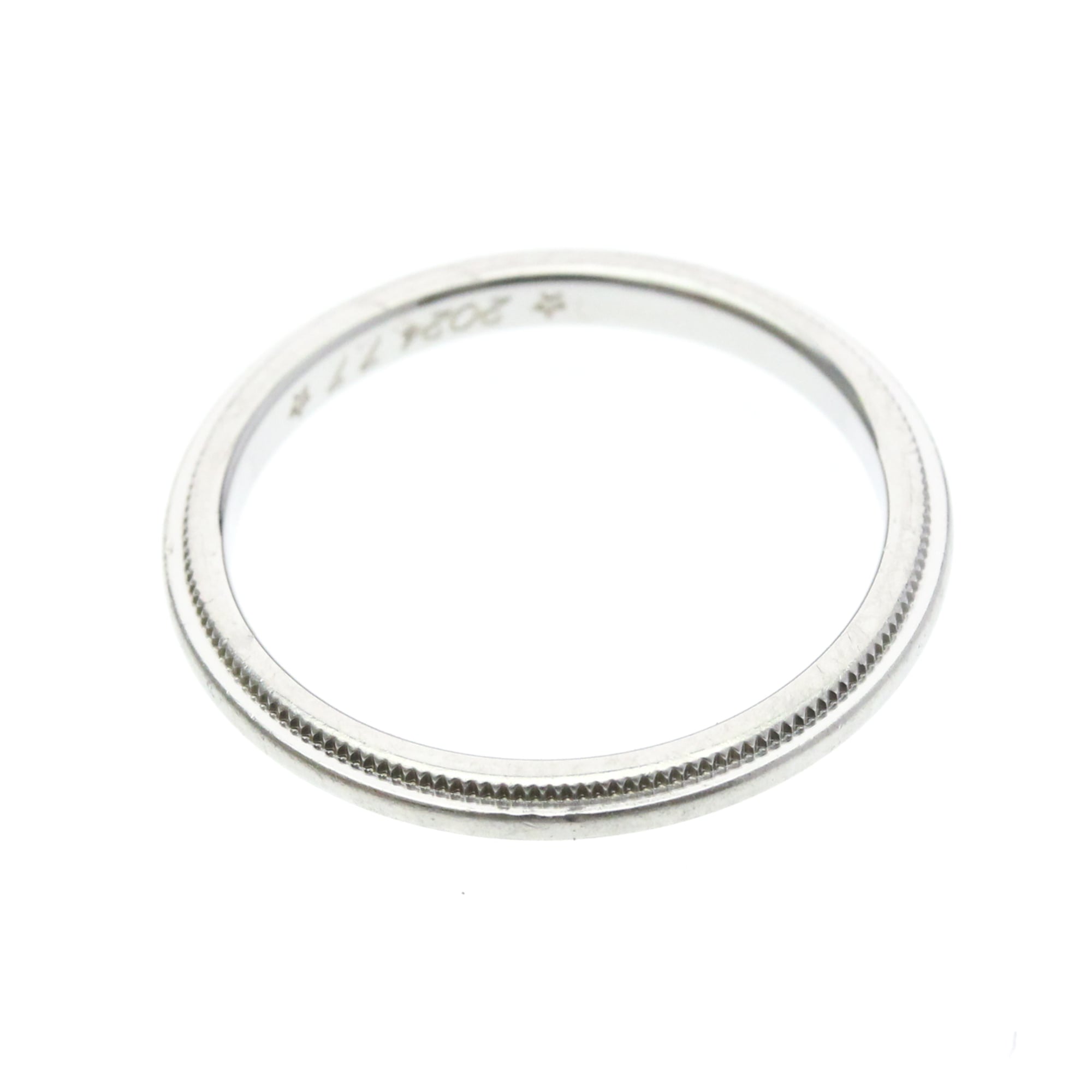 Tiffany & Co. Classic Milgrain Band Platinum Silver Platinum Ring Jewelry (Pre-Owned)