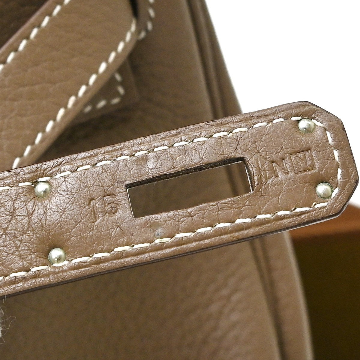 Hermes Kelly Etoupe Clemence With Palladium Hardware Beige Calfskin Handbag (Pre-Owned)