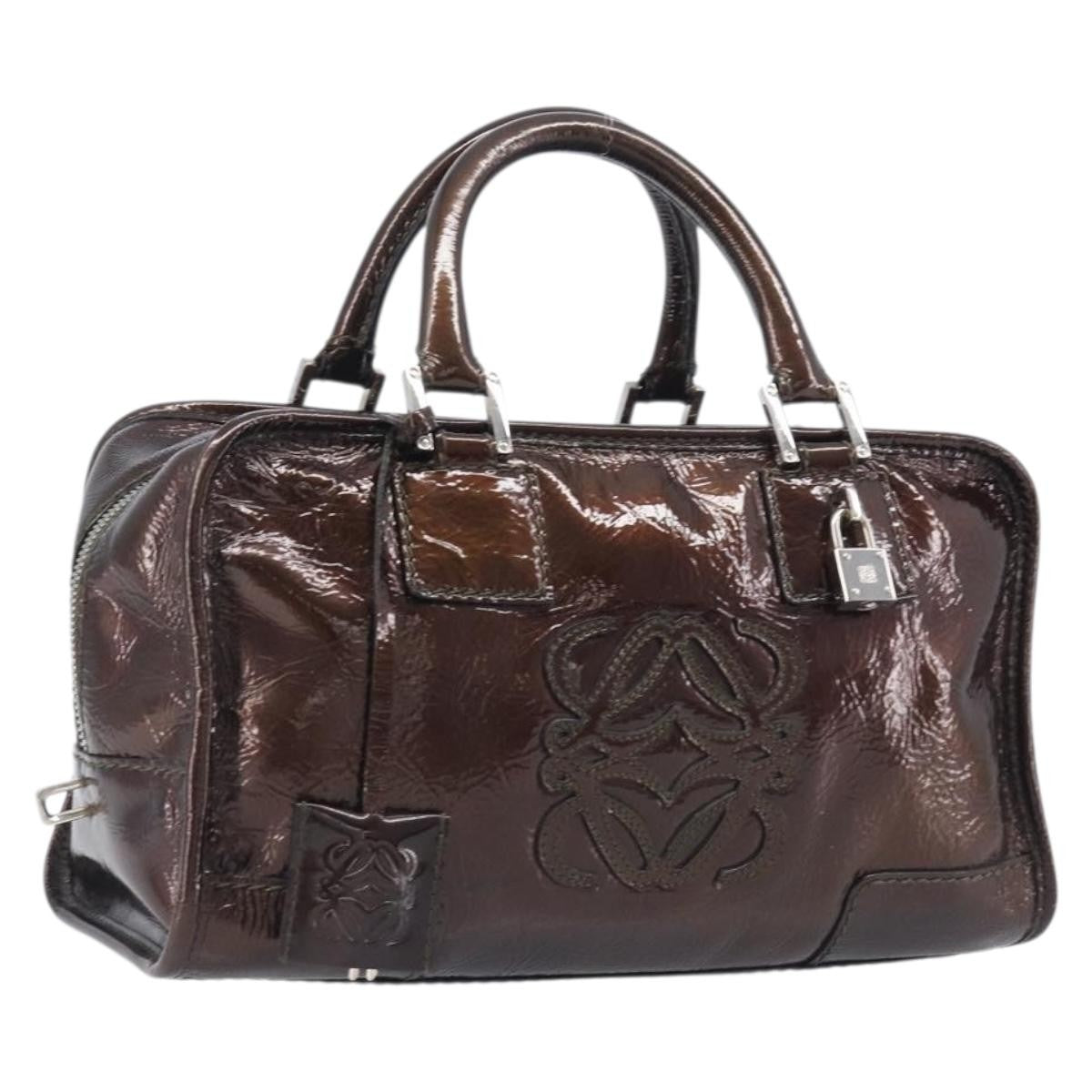Loewe Amazona Patent Brown Patent_Leather Handbag (Pre-Owned)