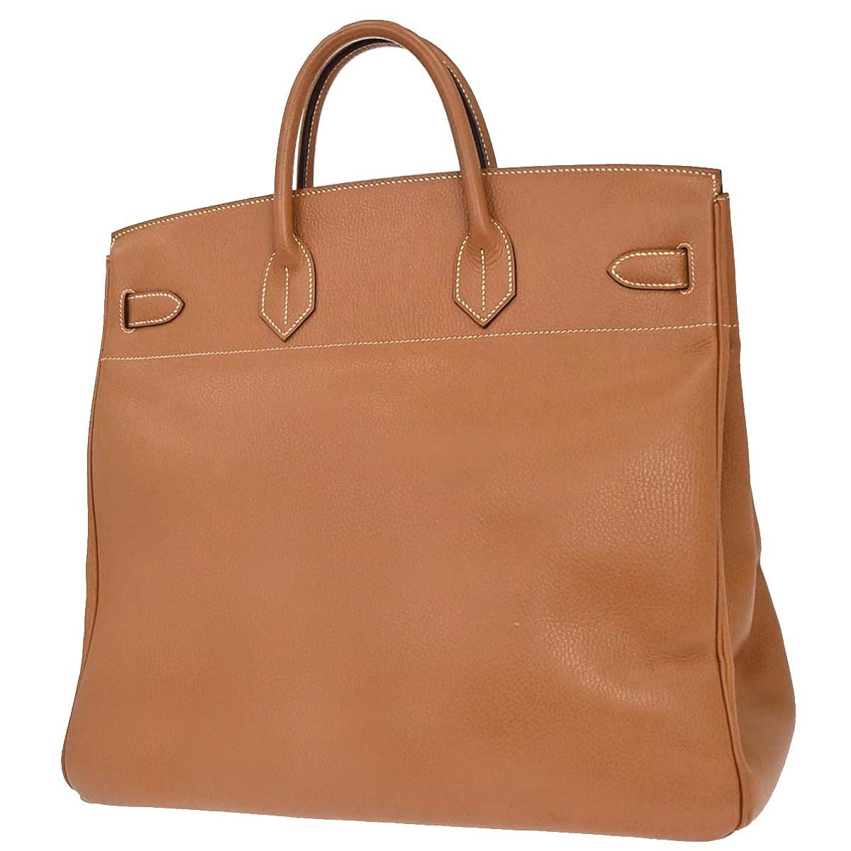 Hermes Hac Birkin Black Fjord With Palladium Hardware Brown Leather Handbag (Pre-Owned)