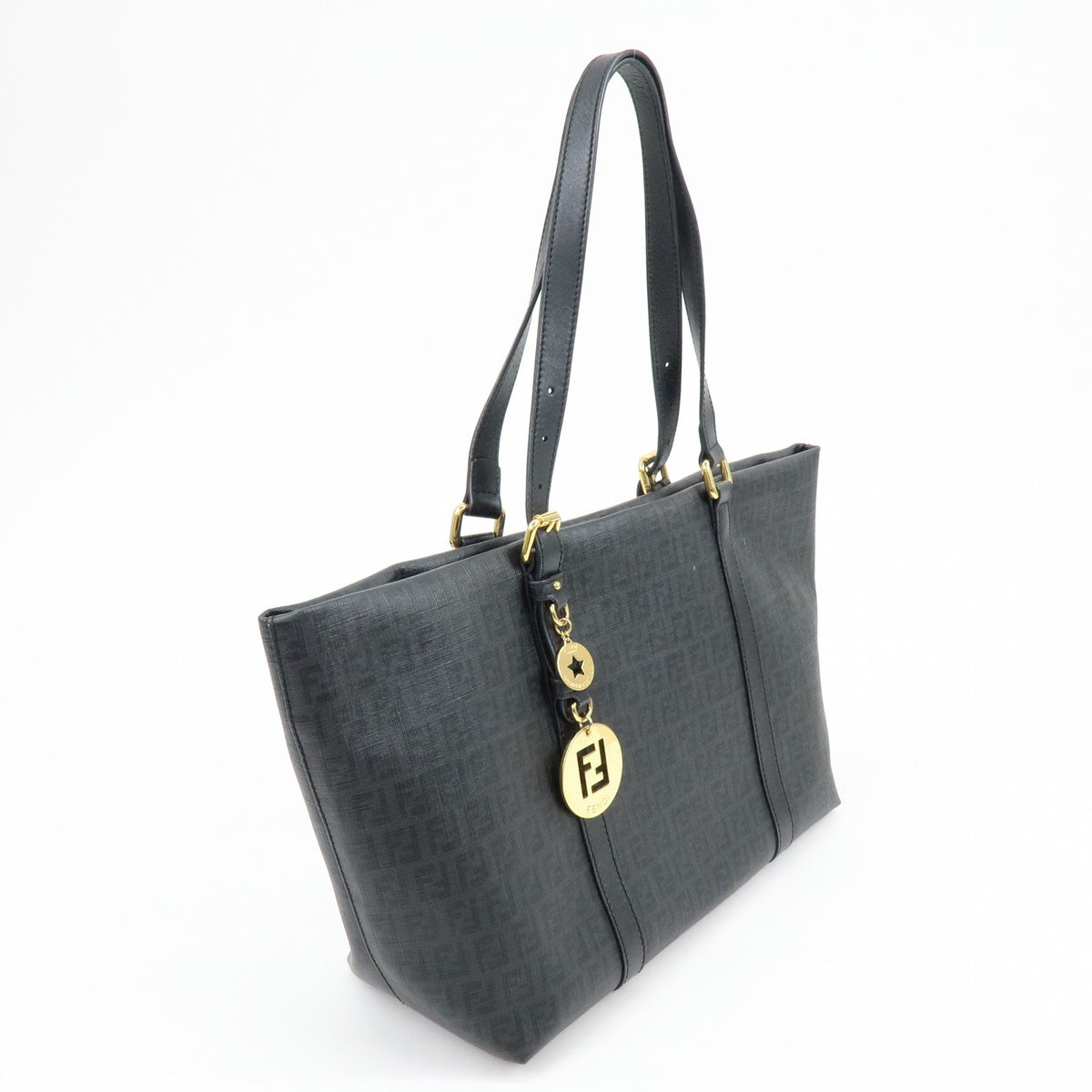 Fendi Superstar Zucchino Coated Canvas Black Canvas Tote Bag Bag (Pre-Owned)