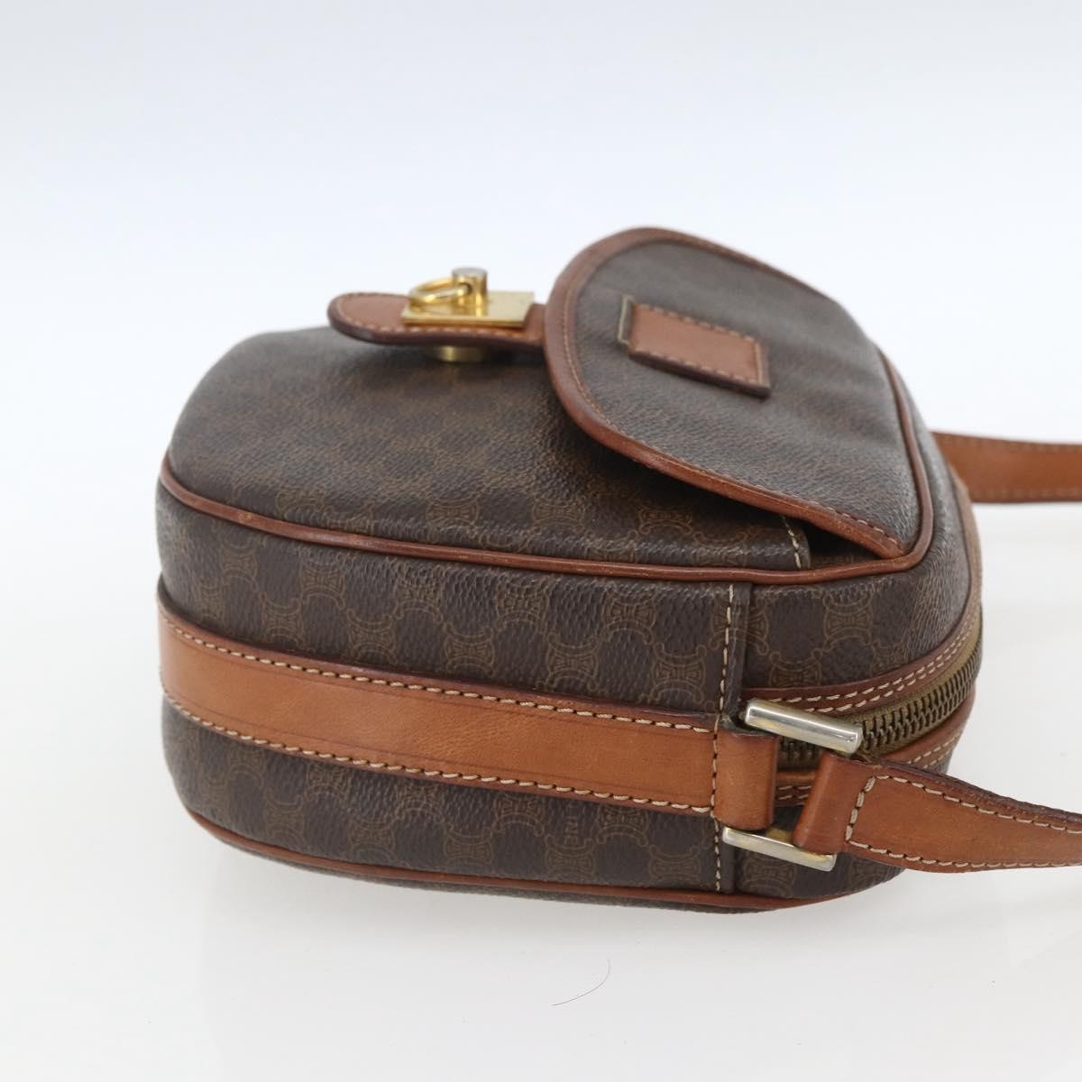 Celine Vintage Macadam Canvas And Leather Brown Canvas Shoulder Bag Bag (Pre-Owned)