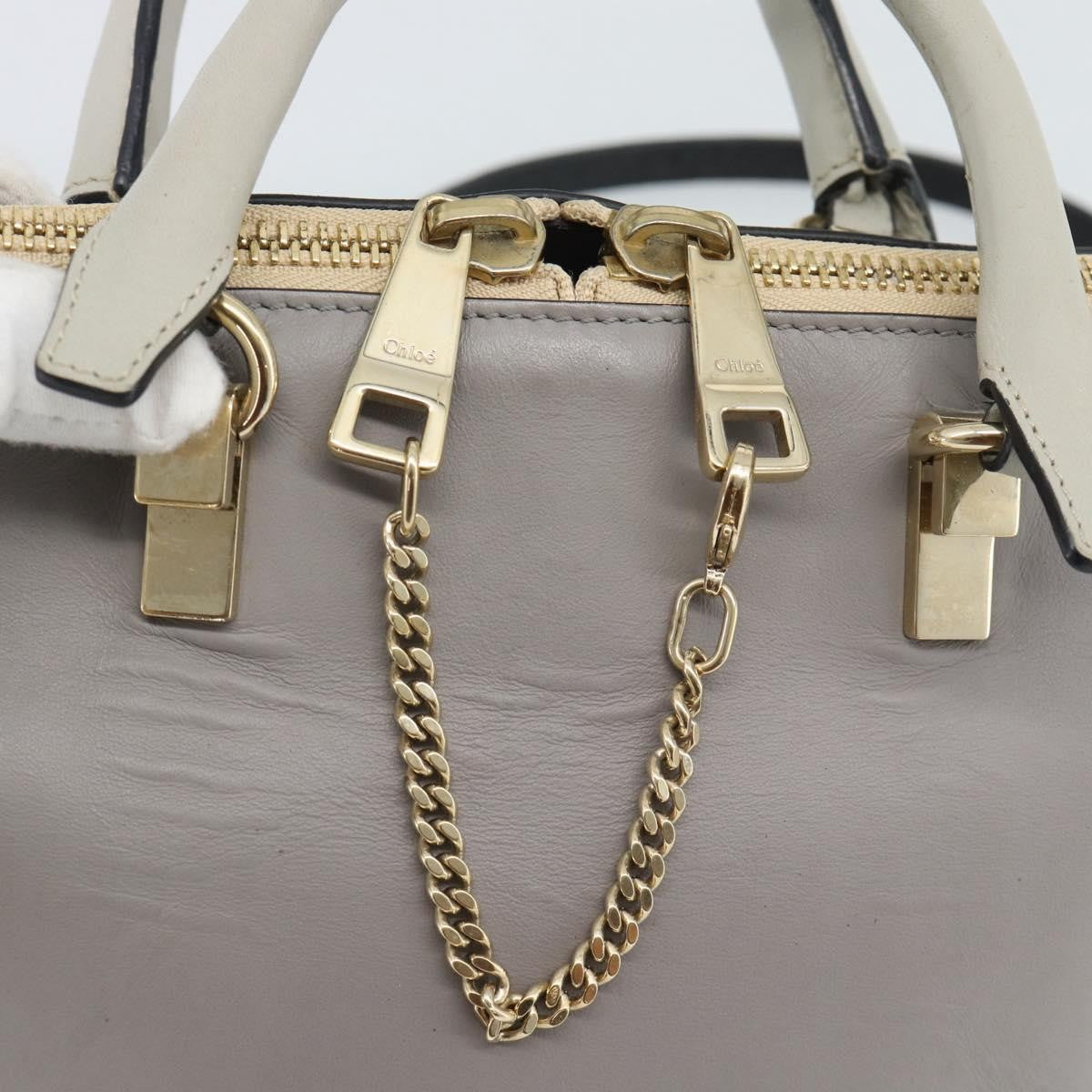 Chloe Bicolor Baylee Satchel Leather Gray Leather Handbag (Pre-Owned)