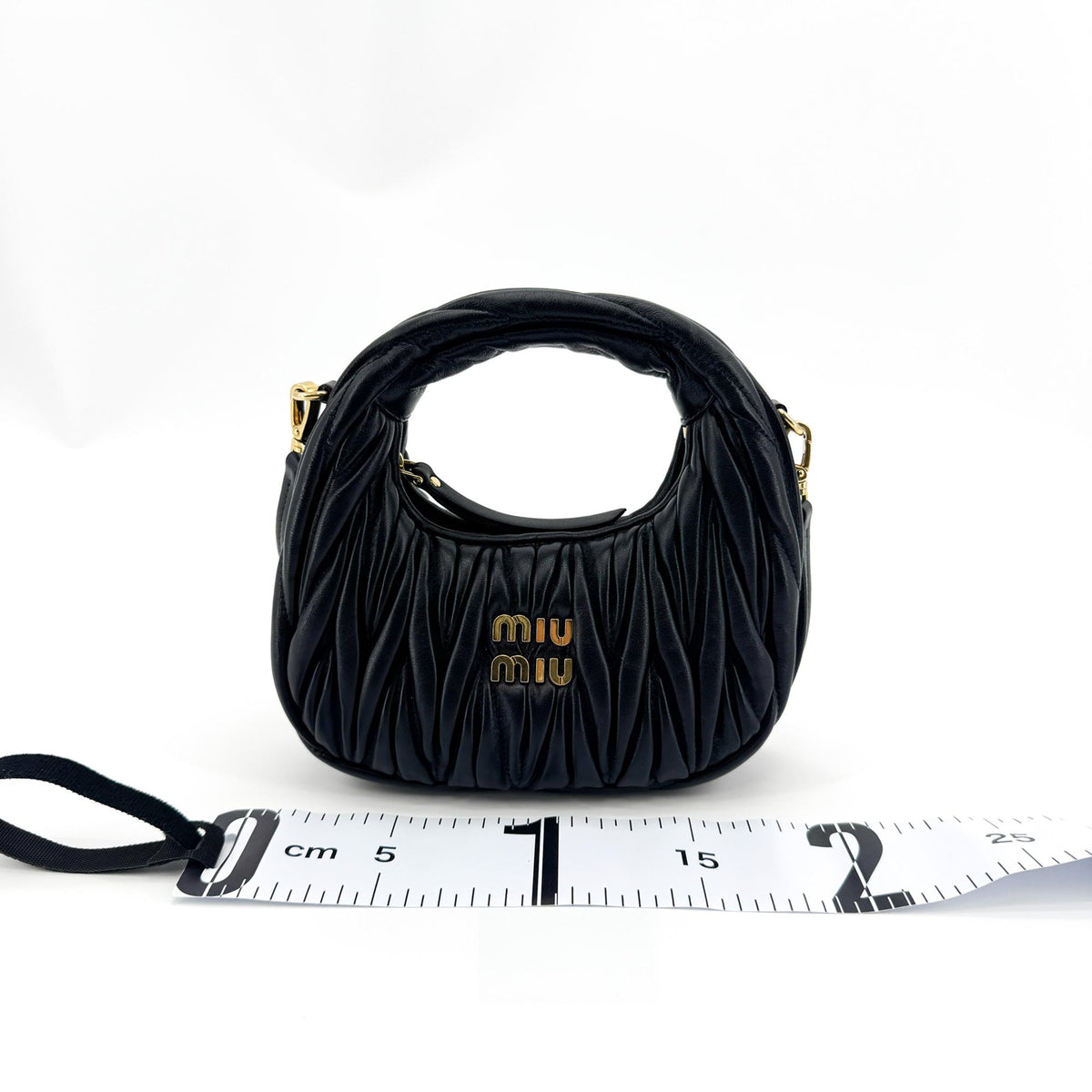 Miu Miu Wander Hobo Matelasse Leather Black Leather Shoulder Bag Bag (Pre-Owned)