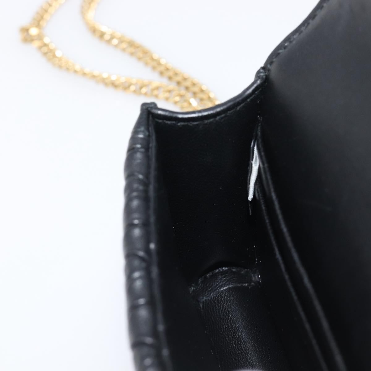 Miu Miu Biker Chain Matelasse Leather Black Leather Shoulder Bag Bag (Pre-Owned)