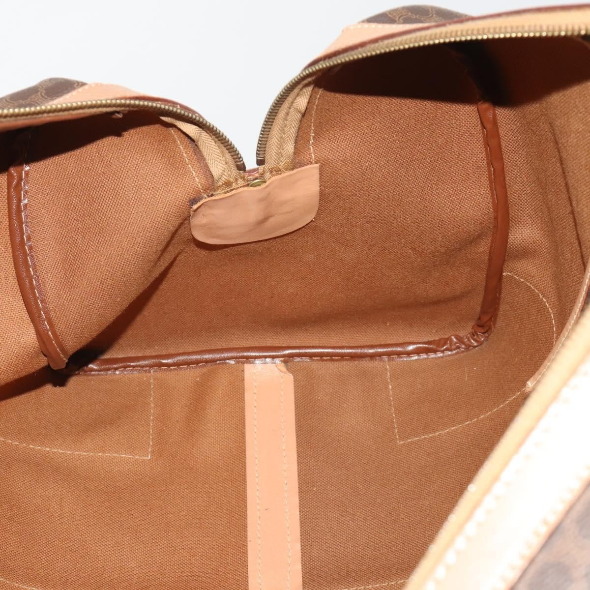 Celine Vintage Duffle Canvas And Leather Brown Canvas Travel Bag Bag (Pre-Owned)
