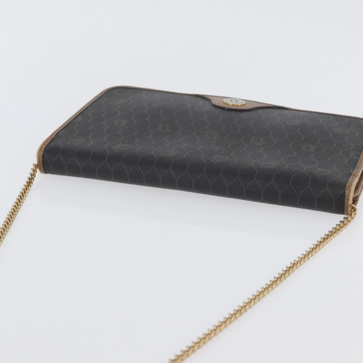 Christian Dior Vintage Honeycomb Chain Canvas Black Pvc Shoulder Bag Bag (Pre-Owned)