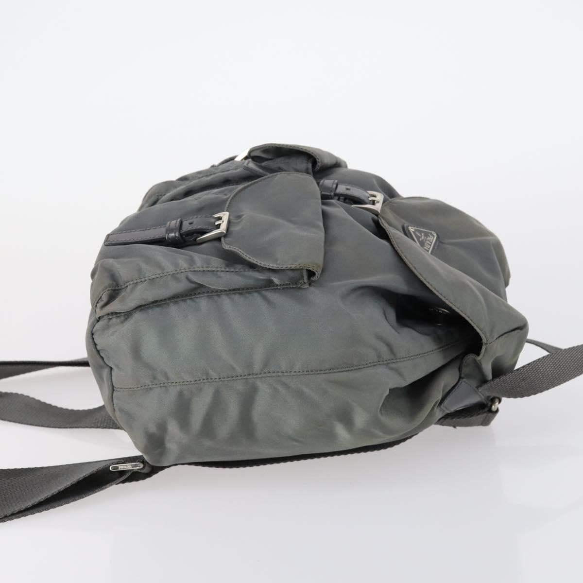 Prada Double Front Pocket Tessuto Gray Nylon Backpack Bag (Pre-Owned)