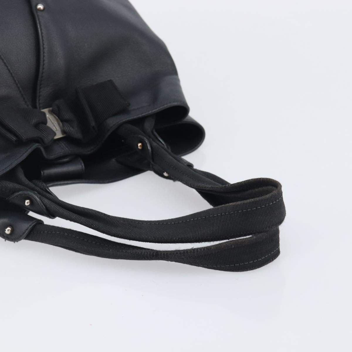 Salvatore Ferragamo Vala Tote Leather Black Leather Tote Bag Bag (Pre-Owned)
