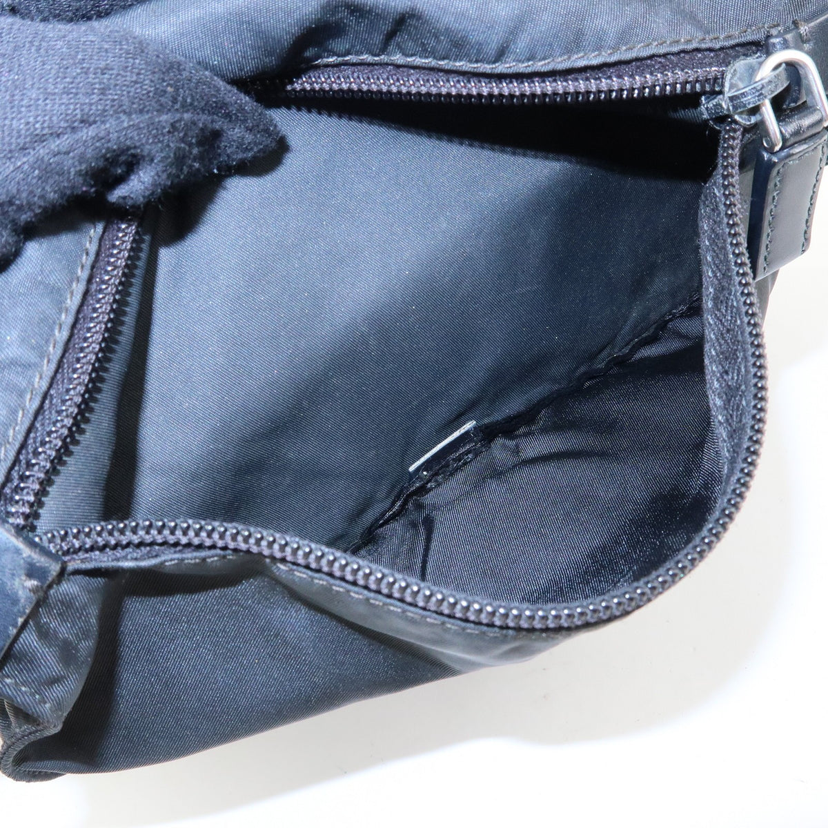 Prada Zip Buckle Messenger Tessuto Black Nylon Handbag (Pre-Owned)