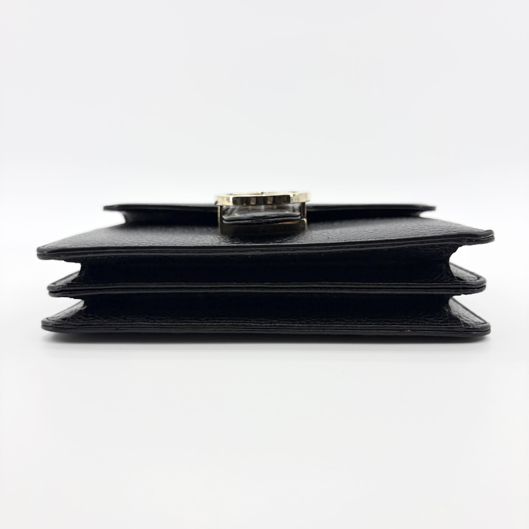Gucci Interlocking Leather Black Leather Shoulder Bag Bag (Pre-Owned)