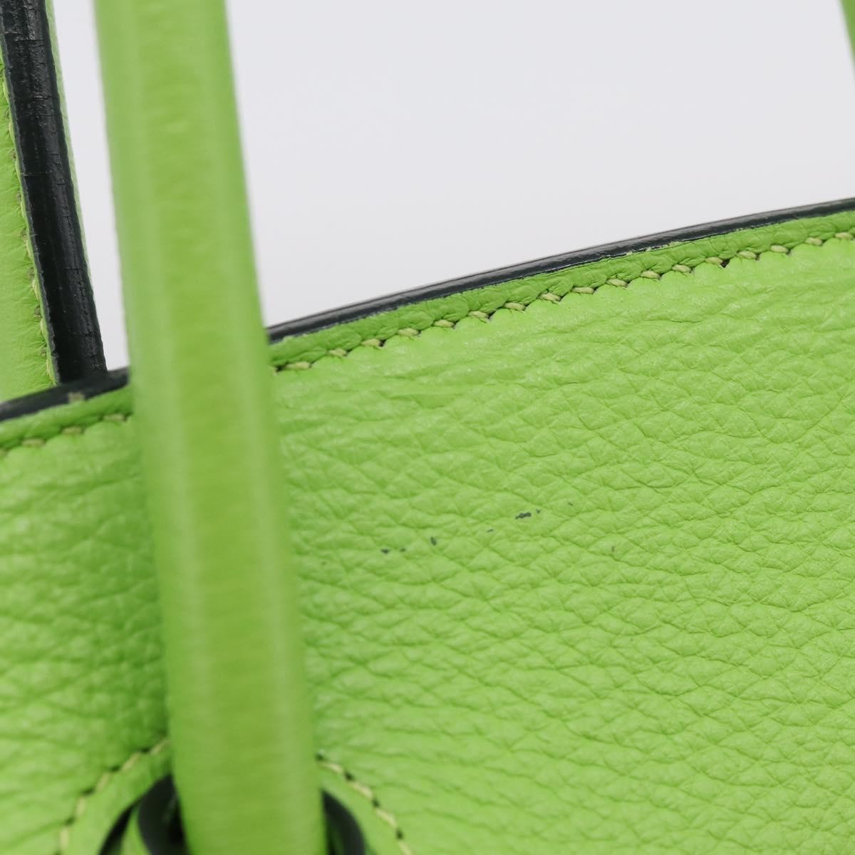 Hermes Birkin Green Clemence With Palladium Hardware Green Leather Handbag (Pre-Owned)
