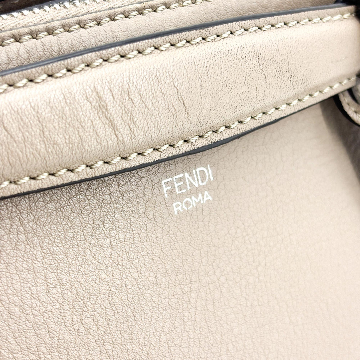 Fendi By The Way Satchel Calfskin Beige Leather Handbag (Pre-Owned)